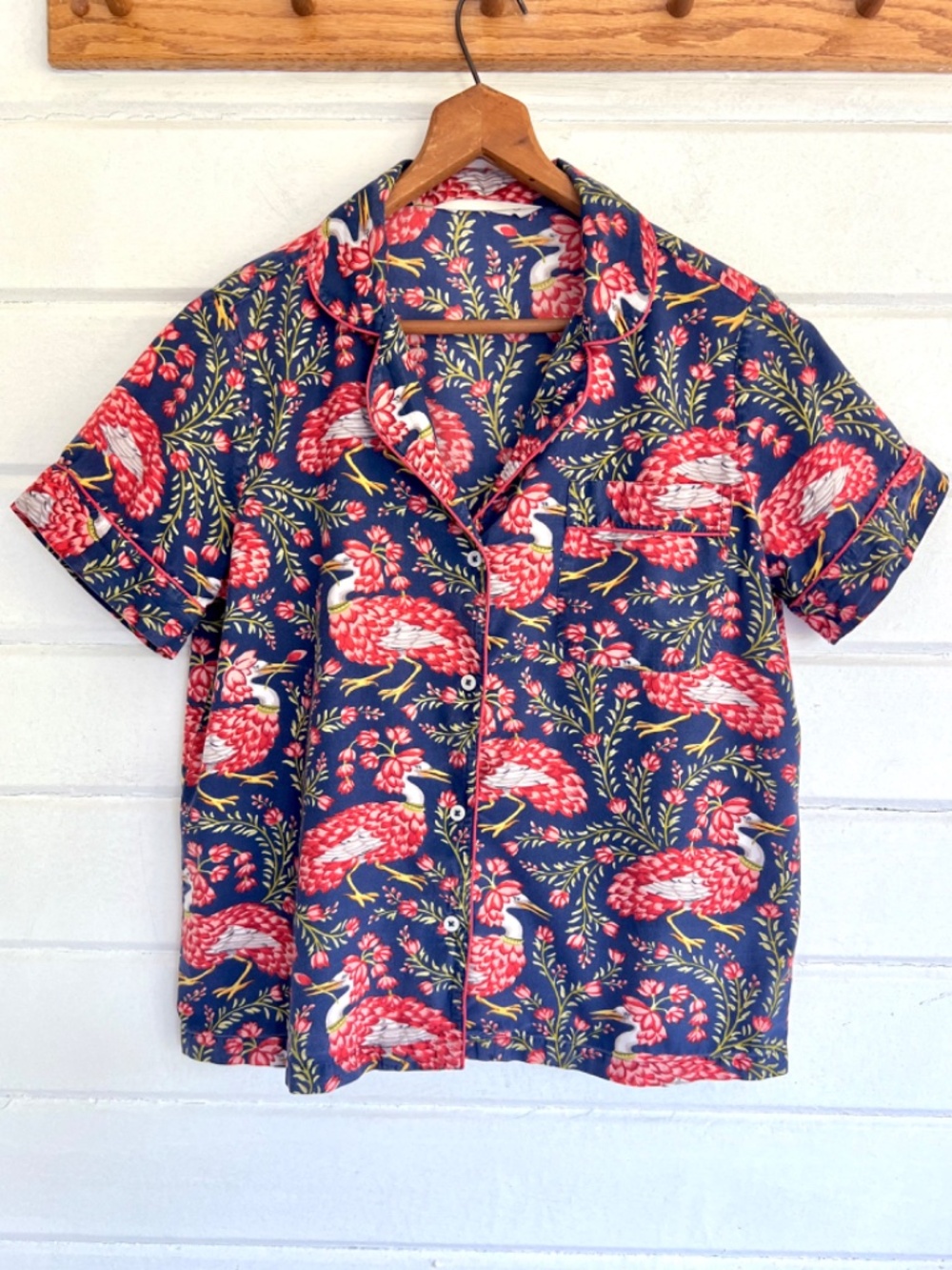 PRINTFRESH Queen Lotus Shirt Sleeve Button Down Pajama Top - XS